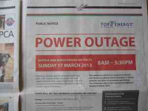 POWER OUTAGE