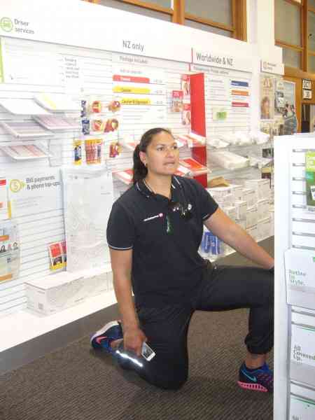 Valerie Adams in the Kaitaia Post Store