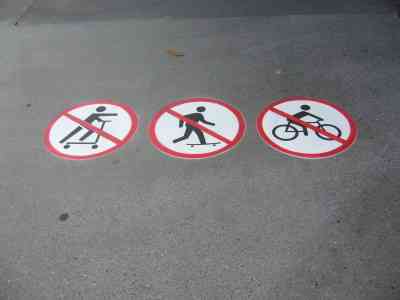 NO SCOOTERS, NO SKATEBOARDS, NO BIKES