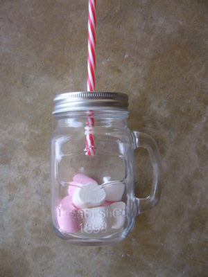 Drink jar with straw received for Father's Day incl. marsh mellows