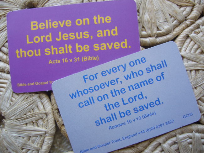 The cards I received from an open air preacher here in town